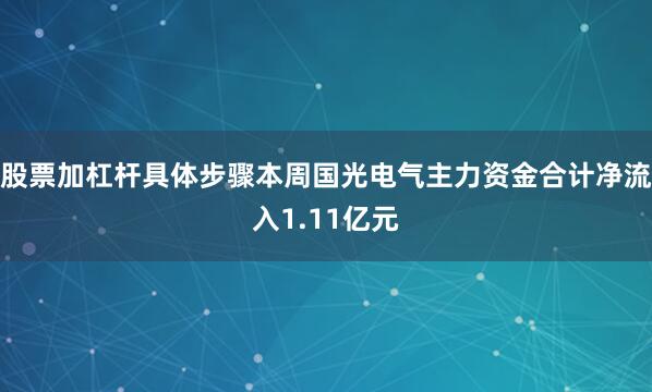 股票加杠杆具体步骤本周国光电气主力资金合计净流入1.11亿元