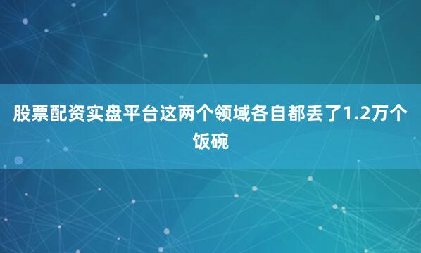 股票配资实盘平台这两个领域各自都丢了1.2万个饭碗